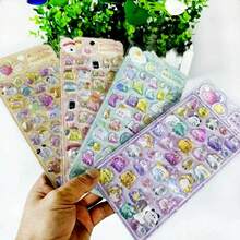 可爱幽灵一家卡通3D立体浮雕贴纸，趣味透明防水水晶贴纸 - 彩色 - 查看 3