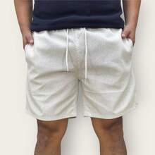 Kit 4 Premium Linen Shorts Bermuda Mauricinho Men's Casual Basic Comfortable Specific Colors, MILITARY GREEN, White, Black (Colorful) - 鏽棕色 - 查看 7