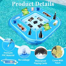 1pc Large Floating Card Table, 4ft Floating Swimming Pool Card Game Table With Waterproof Playing Cards, Inflatable Card Game Tray Accommodates 4-6 People, Adult Inflatable Swimming Pool Bar, Summer Swimming Pool Accessories Inflatable Fruit Cup Holder & Ice Bucket Tray, Suitable For Beach Resort, Cruise, Lake House, Pool Side, Camping & Recreation - Nhiều màu - Xem 6