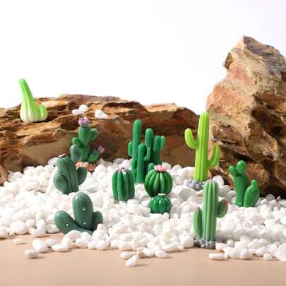 12 قطعة تماثيل صغيرة من الراتنج للصبار، ديكورات صبار صغيرة جميلة لتزيين الكيك، مناسبة ل- DIY المنزل، حديقة الفراشات، بونساي، ديكور المناظر الطبيعية الصغيرة، ديكور داخلي، ديكور المكتب، البستنة، الأعمال اليدوية