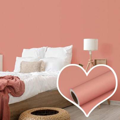 1 Roll Lotus Pink Solid Self-Adhesive Wallpaper, Removable PVC Sticker, Bedroom Living Room Home Decor Wall Covering, Furniture Renovation, DIY Easy Installation, 15.7inX39.3in/118.1in/196.8in