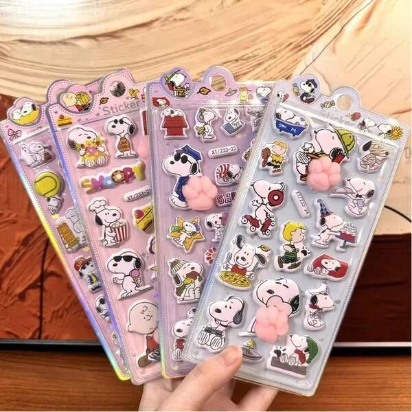 SNOOPY 1pc 3D Bubble Patch Set | Cute Healing Pattern Handmade Decoration Birthday Party Gift Packaging Decoration New Year's Gift, Valentine's Day Gift, Easter Gift