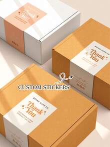 Customized Paper Box Stickers, Personalized Gift Box Labels, Custom Stickers, Suitable For Gift Packaging, Wedding Favors Labels, Personalized Labels ,Diy Kits, Small Business Supplies, Aesthetic Home - Cardboard Stickers - View 1