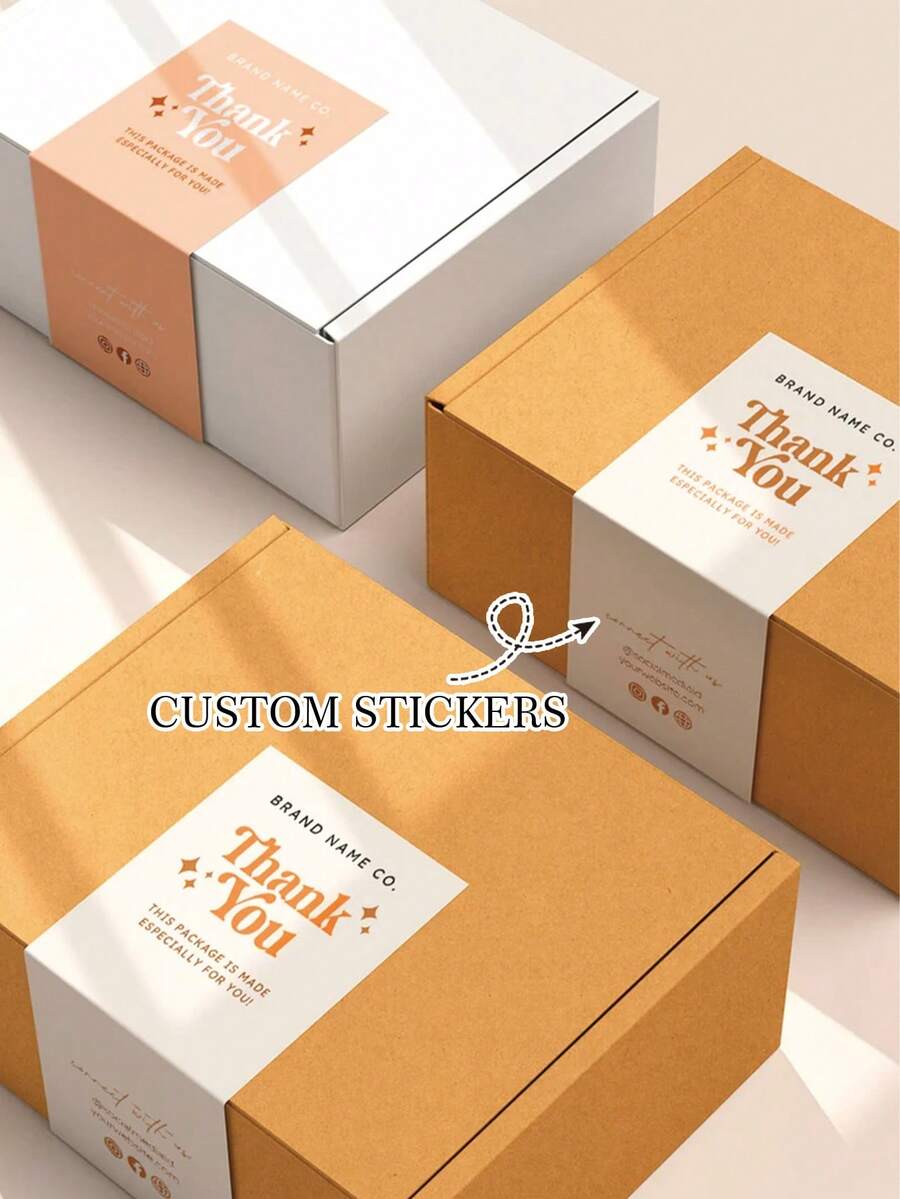 Customized Paper Box Stickers, Personalized Gift Box Labels, Custom Stickers, Suitable For Gift Packaging, Wedding Favors Labels, Personalized Labels ,Diy Kits, Small Business Supplies, Aesthetic Home - Cardboard Stickers - View 1