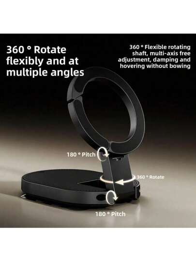360°可调节磁吸手机支架，适用于健身房/镜子/光滑表面/浴室镜子，通用可折叠手机支架，适用于所有智能手机，固定稳固，高度可调，可折叠磁吸手机支架，吸盘和磁吸底座多功能手机支架，包含磁吸导向环