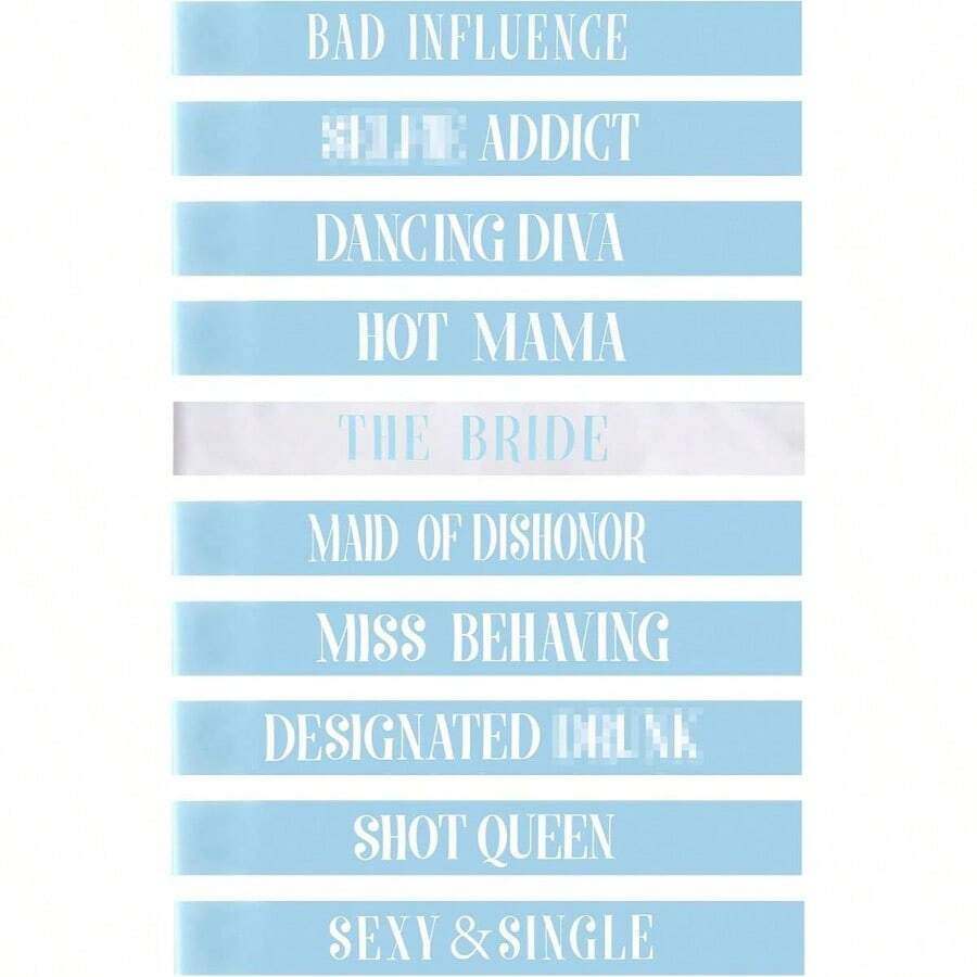 10 Pack Bride And Bridesmaid Sash Set Wedding Bachelorette Funny Gifts Sash Decorations Woman Bride Bridesmaid Of Party SuppliesBlack, White - Xanh lam, Trắng - Xem 1