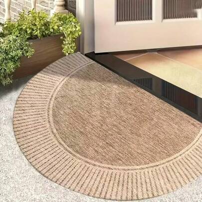 1pc Vintage Striped Half-Round Doormat, Boho Rug, Creative And Festive Rug Suitable For Living Room, Bedroom, Kitchen, Laundry Room, Home Decor Rug, Doormat, Small Carpet, Welcome Mat, Carpet, Rug, Outdoor Doormat, Kitchen Rug, Home Decor, Front Doormat, Area Small Rug, Outdoor Mat, Home Decor, Area Rug, Garden Rug, Washable Carpet