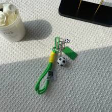 1pc Soccer Fan Keychain, Can Be Used As Bag Accessory - Green - View 5