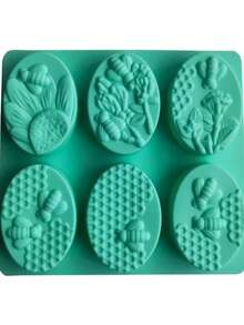 1pc 6-Cavity Silicone Oval Bee Shaped Soap Mold, 3D Handmade DIY Soap Mold - Pink - View 13