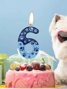 New Blue Cat Paw & Dog Paw Digit 0-9 Game Themed Birthday Anniversary Wedding Single Party Animal Themed Cake Decorative Candles - View 5