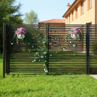 Techigher Garden Privacy Screen 2 Panel, 180cm Wide X 120cm High Decorative Screen, Decorative Garden Fence, Free Standing Fence For Outside, Metal Panels For Backyard Balcony Patio Garden
