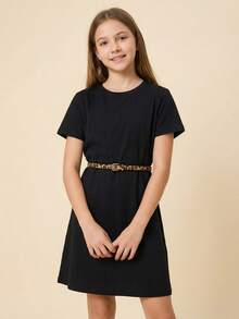 1pc Kids New Slim Waist Belt, High-Quality PU Waist Belt For Jeans, Dresses, Student Waist Belt - Leopard - View 2