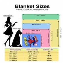 This Is A Marvel Spider-Man Themed Flannel Blanket. The Main Design Is The Classic Red And Blue Spider-Man Suit, With A Blue Background. It Has The Features Of Warmth And Softness, And Can Be Used As A Sofa Cover, Nap Blanket, Or Bedding Decoration. - Multicolor - View 7