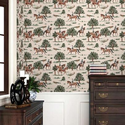 1 Roll Of Vintage Cowboy Knight Wallpaper, Simple Wallpaper, Various Room Wall And Cabinet Decorations, Handmade Film Detachable