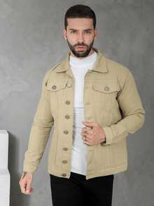 Men's High Quality Winter Premium Denim Jacket - 米色 - 查看 8