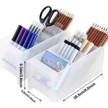 Timotech Organizador de escritorio grande de 3 piezas para Oficina y Hogar, Organizador de bolígrafos, Soporte de Almacenamiento para Bolígrafos, juego de 3 con 12 compartimentos. - 1 - Ver 2