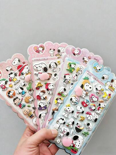  1pc Snoopy 3D Bubble Stickers | Cute Cartoon Account DIY Decorative Stickers For Girls' Hearts Phone Cases Tablet Stickers New Year's Gift, Valentine's Day Gift, Easter Gift (Stochastic Style)