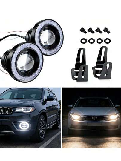 2 Faros LED Ojo de Ángel 3.5 Pulgadas, Luz de Niebla Universal para Auto
