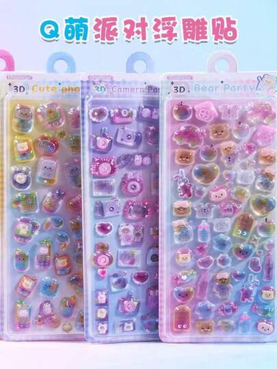 Lindo adhesivo 3D en relieve, pegatina decorativa de alta calidad para funda de teléfono DIY