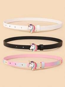 3pcs Children's Slim Waist Belt, High-Quality PU Waist Strap For Jeans, Dresses, Student Waistbands - Black and White - View 3