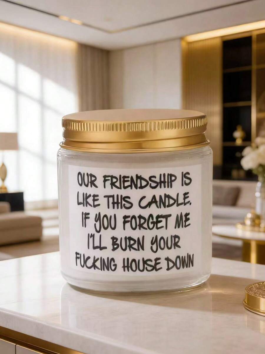 1pc Large Scented Candle, Glass Jar Aromatherapy Candle, Birthday Gift For Female Friends, Friendship Gift For Women, Funny Christmas Gift For Friends, Home Decor, Room Decor, Wedding Decor, Tabletop Decor, Fragrance Gift - Beige - View 1