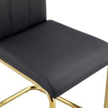 MUUOKY 2026 New Dining Chairs Set Of 2, Modern Faux Leather Upholstered Dining Room Chairs With Thick Cushioned Seat And Backrest, Sturdy Metal Legs Kitchen Side Chairs For Small Space Apartment And Living Room, Easy Assembly, Perfect For Christmas And Thanksgiving Decor - 黑+金 - 查看 8