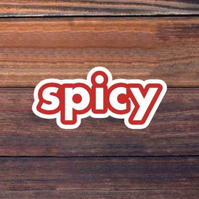 1/3/5Pcs"Spicy" 3 Inch Vinyl Sticker, Bold Minimalist Word Decal, Waterproof Die Cut; For Laptop, Water Bottle, Tumbler, Phone Case, Tablet, Journal, Planner, Mirror, Car Window, Cooler; For Foodies, Bartenders, Office Workers, Creators, Meme Collectors; Humorous Sticker, Meme Sticker, Minimalist Sticker, Quote Sticker, Aesthetic Sticker