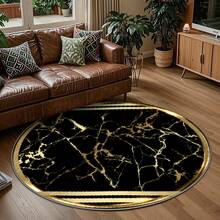 Alfombra circular ¡que te encantará! Ligera, suave, exquisita, con colores vibrantes, adecuada para tu sala de estar, pasillo, cocina, porche, entrada, dormitorio, estudio. Felpudo decorativo, alfombra de interior, área de comedor - J - Ver 4