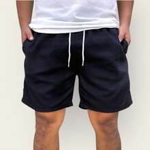 Kit 4 Premium Linen Shorts Bermuda Mauricinho Men's Casual Basic Comfortable Specific Colors, MILITARY GREEN, White, Black (Colorful) - 淺藍色 - 查看 9