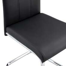 MUUOKY 2026 New Dining Chairs Set Of 2, Modern Faux Leather Upholstered Dining Room Chairs With Thick Cushioned Seat And Backrest, Sturdy Metal Legs Kitchen Side Chairs For Small Space Apartment And Living Room, Easy Assembly, Perfect For Christmas And Thanksgiving Decor - 黑色+銀色 - 查看 8