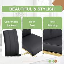 MUUOKY 2026 New Dining Chairs Set Of 2, Modern Faux Leather Upholstered Dining Room Chairs With Thick Cushioned Seat And Backrest, Sturdy Metal Legs Kitchen Side Chairs For Small Space Apartment And Living Room, Easy Assembly, Perfect For Christmas And Thanksgiving Decor - 黑+金 - 查看 6