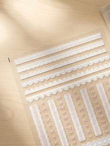 1 Sheet 5D Nail Stickers, Sweet Bow, Pink Lace, Heart Shaped Self-Adhesive Nail Art Stickers, DIY Nail Decals Nails - Multicolor - View 6