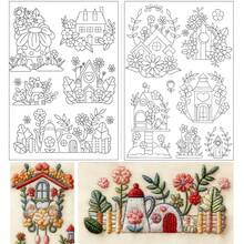 Cartoon House Water-Soluble Embroidery Stabilizer Sticker, Pre-Printed Plant Pattern, Clothing Embroidery Transfer Sticker - A - View 8