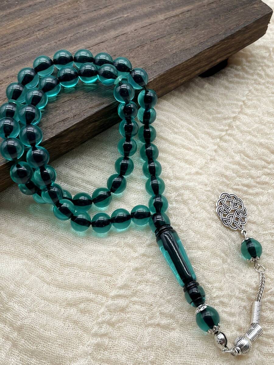 1pc Transparent Green Acrylic Beaded Bracelet, Elegant Prayer Beads For Women, Casual Daily Wear - Multicolor - View 1