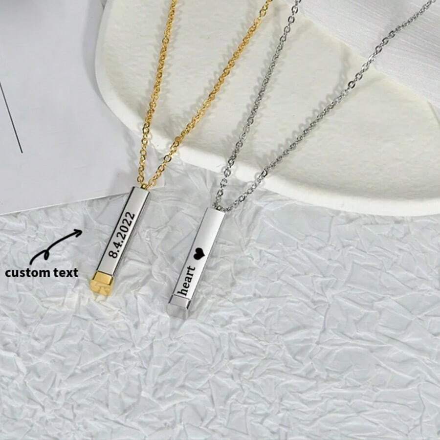 Personalized Custom Double Layer DIY Engraved Necklace Girl's Stainless Steel Jewelry Accessory Gift - Style 28 - View 1