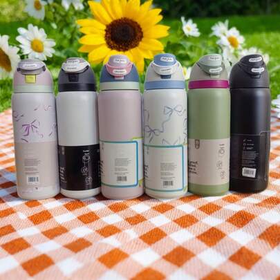 Owal-A 32oz Stainless Steel Insulated Water Bottle - Leak-Proof Sports Water Bottle With Dual Function Spout, Flip Lid Straw And Wide Mouth Opening, Keeps Drinks Cold For 24 Hours, Suitable For Fitness, Travel And Daily Use