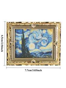 1:12比例迷你复古风格油画框模型 - 欧式金雕装饰油画模型，多种风格和设计，适合口袋场景装饰和DIY微缩景观装饰 - 7.7*6.5cm - 查看 7