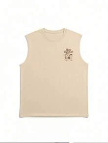 Men's Fashionable Versatile Cup Print Pattern Tank Top, Suitable For Summer - Apricot - View 2