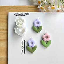 Flower Shaped Polymer Clay Earring Cutter With Hole Punch, High Precision Drilled Clay Mold For Earrings, Brooches, Pendants, Polymer Clay Or Ceramic Arts - White - View 8