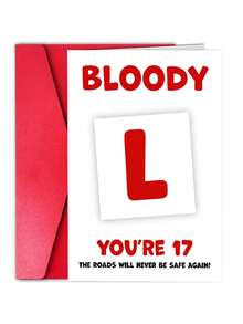 1 tấm thiệp chúc mừng sinh nhật lần thứ 17 dành cho bé gái hoặc bé trai 17 tuổi - Chữ L (viết tắt của Bloody L) - Món quà hài hước dành cho người mới học lái xe, dành cho thanh thiếu niên, bé trai, bé gái, con trai, con gái, anh trai, chị gái, cháu trai, cháu gái. - 18*13cm - Xem 1