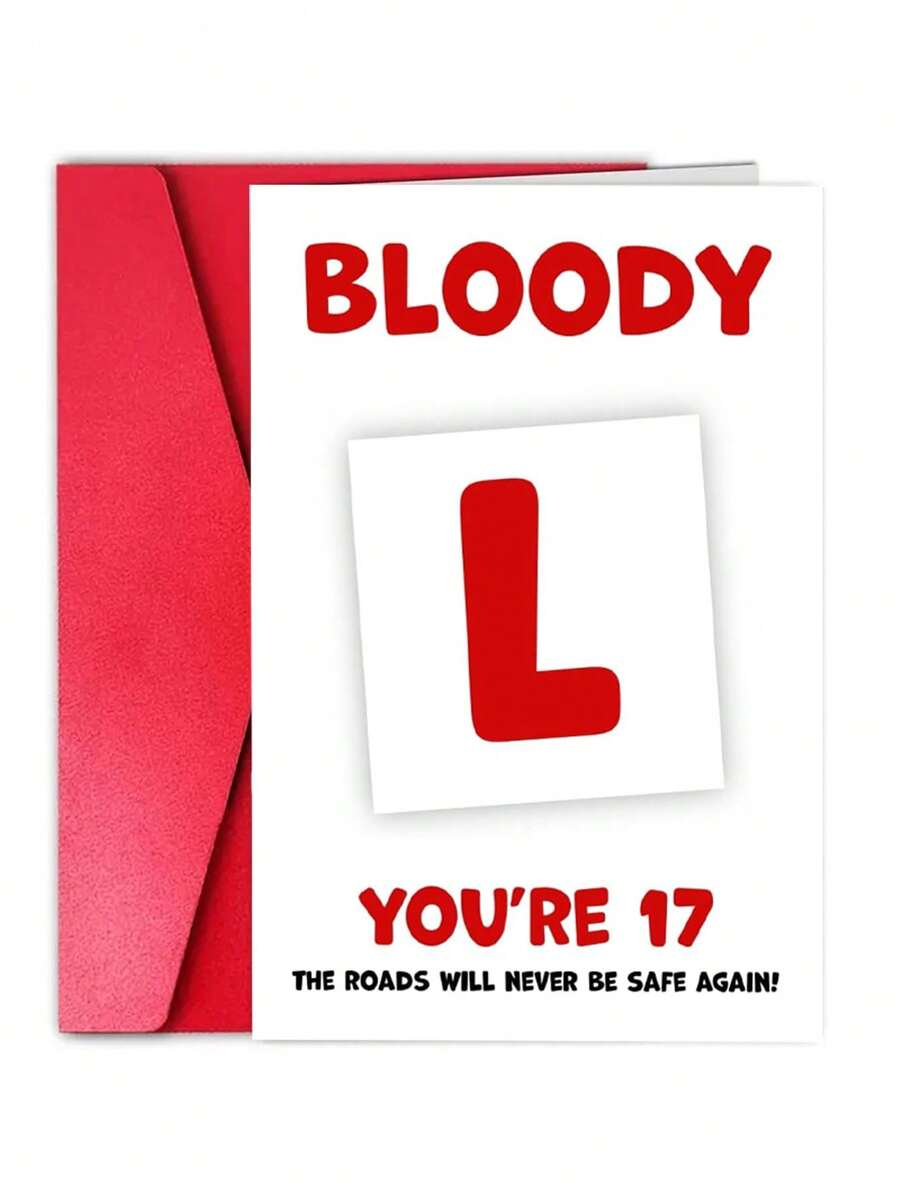 1 tấm thiệp chúc mừng sinh nhật lần thứ 17 dành cho bé gái hoặc bé trai 17 tuổi - Chữ L (viết tắt của Bloody L) - Món quà hài hước dành cho người mới học lái xe, dành cho thanh thiếu niên, bé trai, bé gái, con trai, con gái, anh trai, chị gái, cháu trai, cháu gái. - 18*13cm - Xem 1