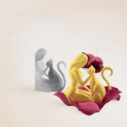 1pc 2026 New Cat Love Figurine, Popular Export Model Toy, Creative Desktop Decor Gift, Suitable For Boys, Girls, Interaction, Friendship, Family, Hot Selling, Gift For Boyfriend, Girlfriend, Birthday, Party, Perfect Gift