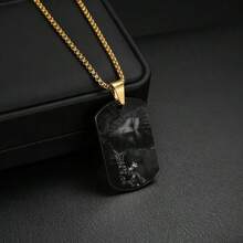 Black Myth 不鏽鋼方形雕刻吊墜項鍊 男孩禮物 - 款式15 - 查看 5
