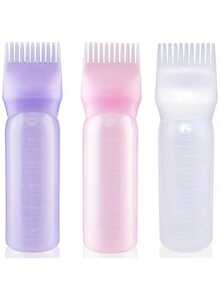 3pcs Refillable Hair Oil Bottles With Precise Applicator Tip, Suitable For Hair Oil, Essence - Professional Salon Use, Refillable Styling Product Bottles - Multicolor - View 2