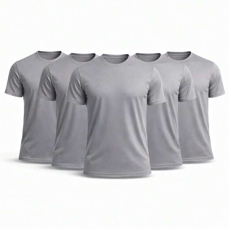 Kit 5 Camiseta Dry Fit Masculina Lisa Respirável Confortável Premium Treinos Academia - Preto - Visão 9