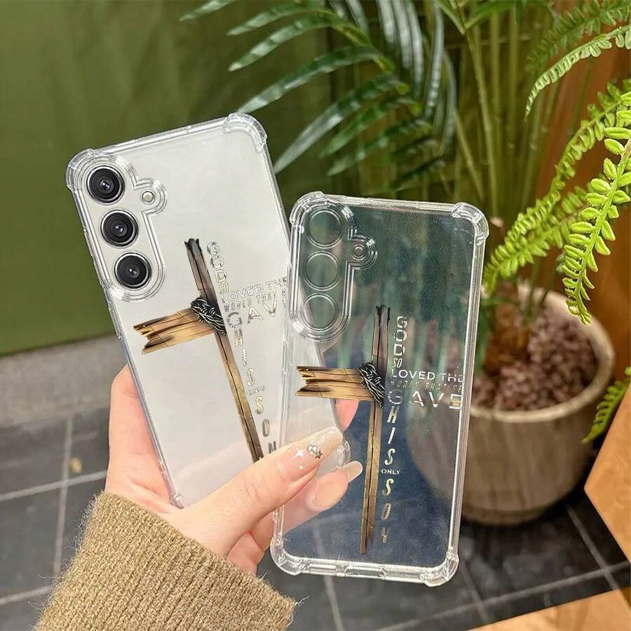 Funda para Teléfono - Diseño Innovador con Patrón Cruzado y Espacio Transparente para Varios Modelos  Galaxy, con Protección Antigolpes y un Tema Cósmico - Multicolor - Ver 1