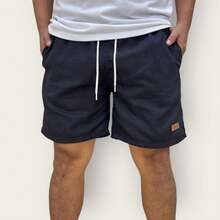 Kit 3 Short De Linho Premium Bermuda Mauricinho Masculino Casual Basico Confortavel Detalhe Etiqueta De Couro ( cores especificos ) - Azul Marinho - Visão 8