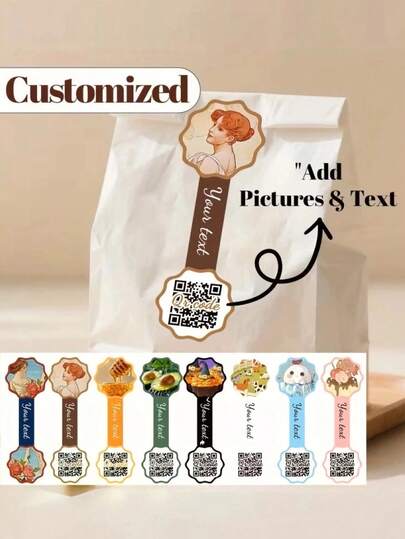 10/20/30PCS Customized Stickers/Personalized Labels/High-Quality Sealing Strips, Decorative Long Thin Tape - Can Print Logos, Qr Codes, 2d Barcodes (Photos), Text, Suitable For Fruit Shops/Dry Goods Stores. Ideal Choice For Gift Packaging On Airplane Crates Or Paper Boxes - Perfect Packaging Identification And Inventory Recognition In Baking Products