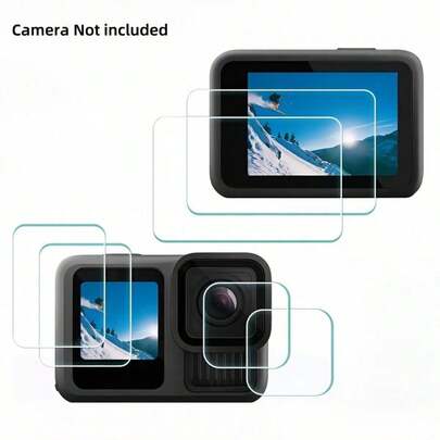 (Juego de 6 piezas) Compatible con Hero 13/12/11/10/9 Negro, Protector de pantalla de vidrio templado ultra claro + Protector de lente de vidrio templado + Protector de pantalla LCD frontal de vidrio templado, Vidrio templado 2.5D, resistente a los arañazos, fácil de instalar.
