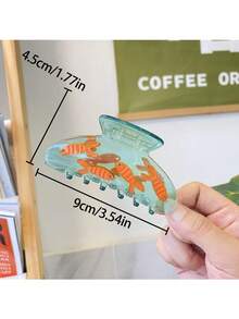 1个女士大号醋酸纤维趣味卡通可爱动物发夹，卷曲波斯猫和金鱼缸发爪，独特小众设计燕子发夹，适合日常化妆和洗脸，精美礼品发饰，时尚发爪夹，女士发夹 - 彩色 - 查看 8